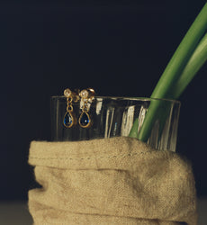 Diamond and Sapphire Pear Earrings