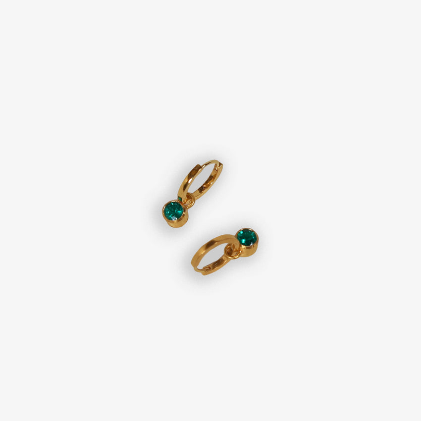 Colombian Emerald Huggie Hoop Drops