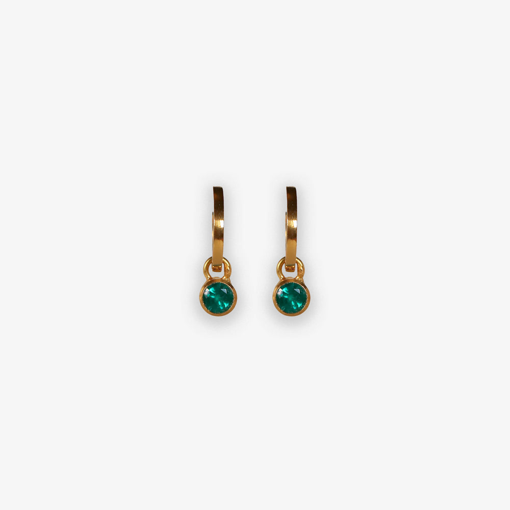 Colombian Emerald Huggie Hoop Drops