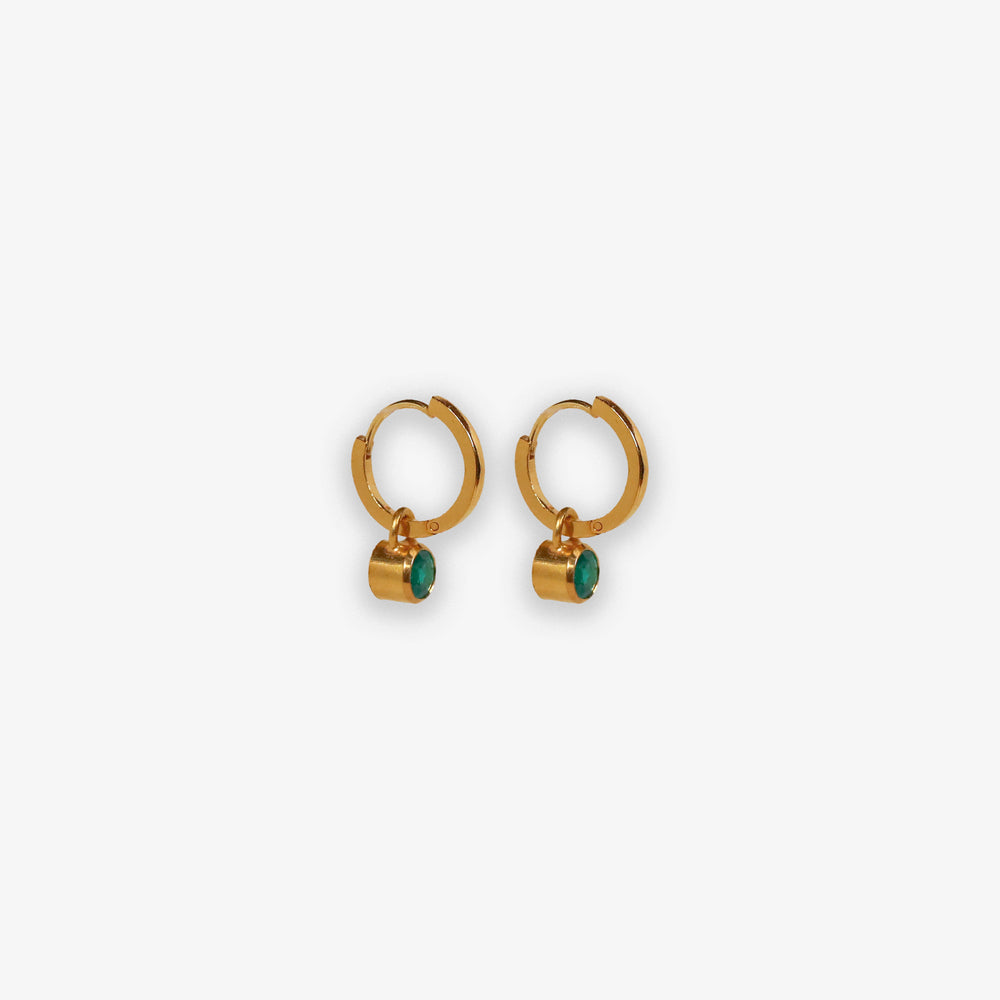 Colombian Emerald Huggie Hoop Drops