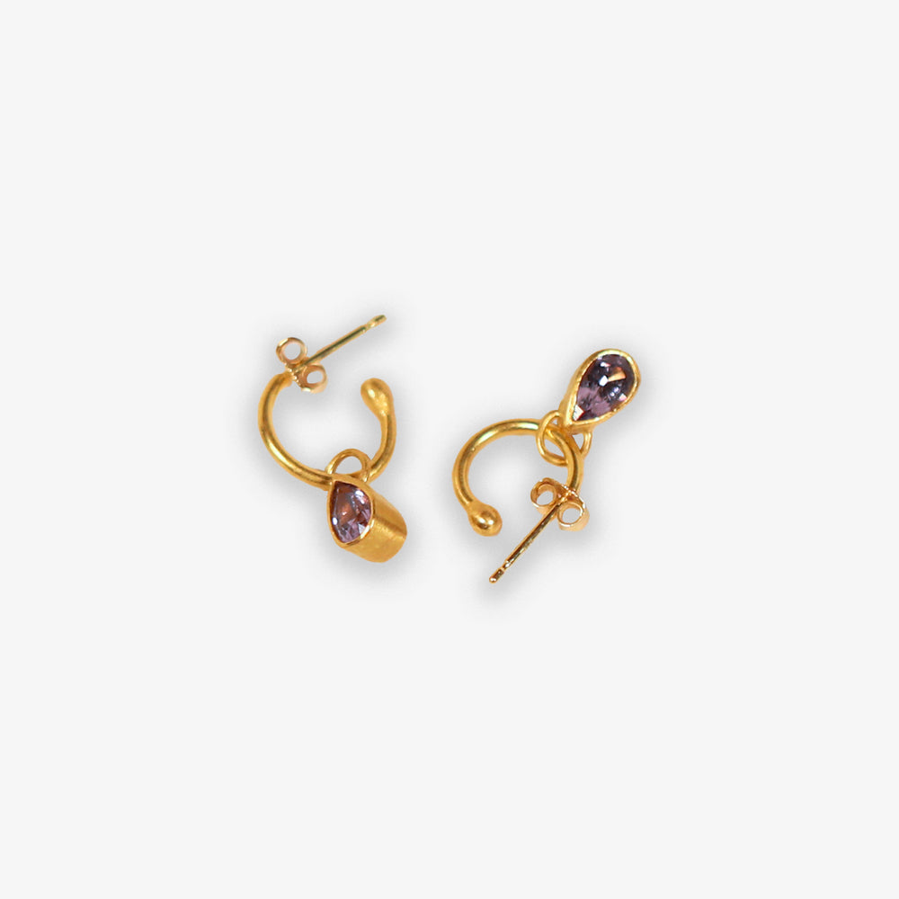 Annular Hoops with Lavender Spinel Pear Drops