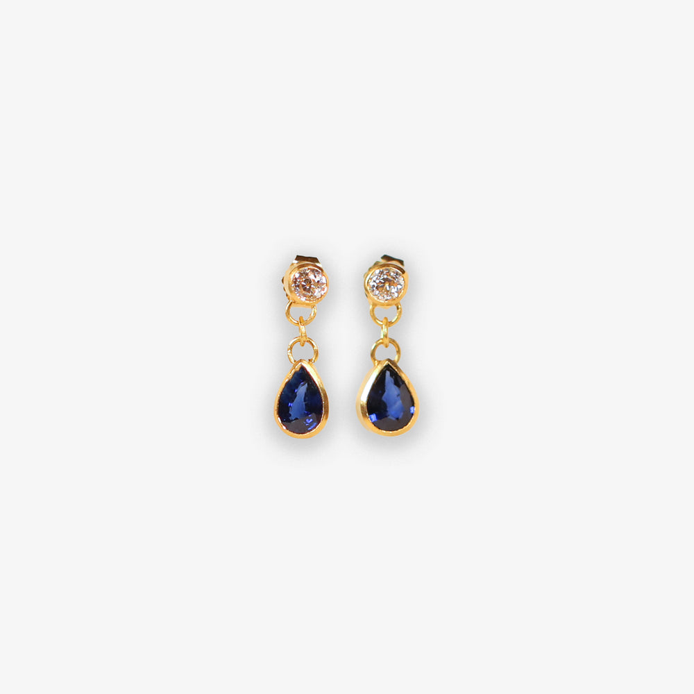 Diamond and Sapphire Pear Earrings