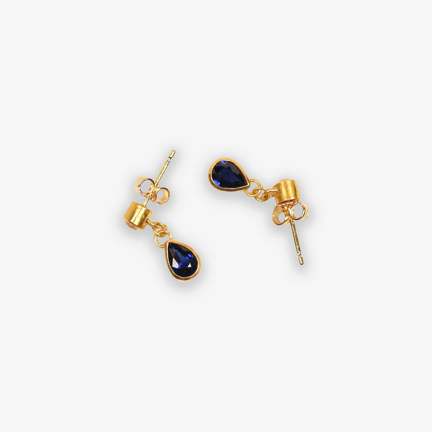 Diamond and Sapphire Pear Earrings