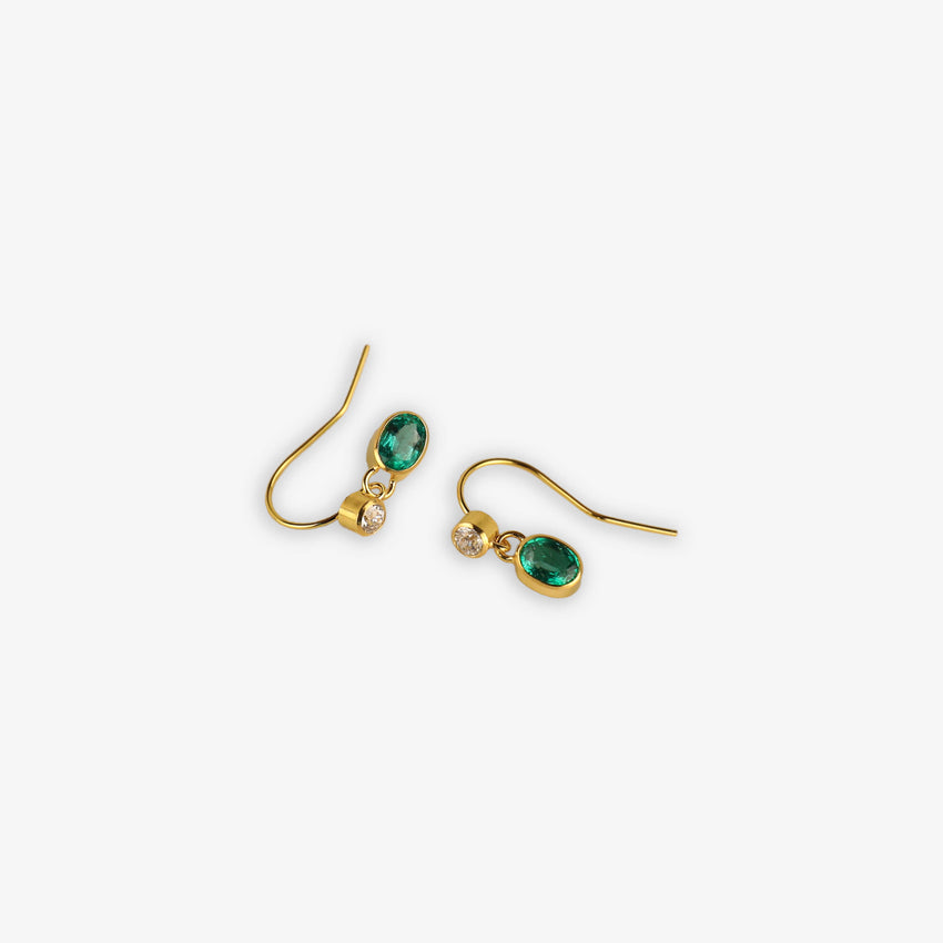 Old Euro and Emerald Drop Earrings