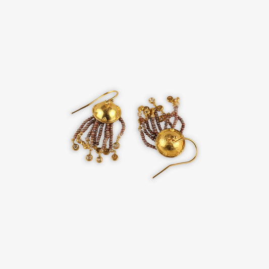 Natural Pearl Jellyfish Earrings in Purple