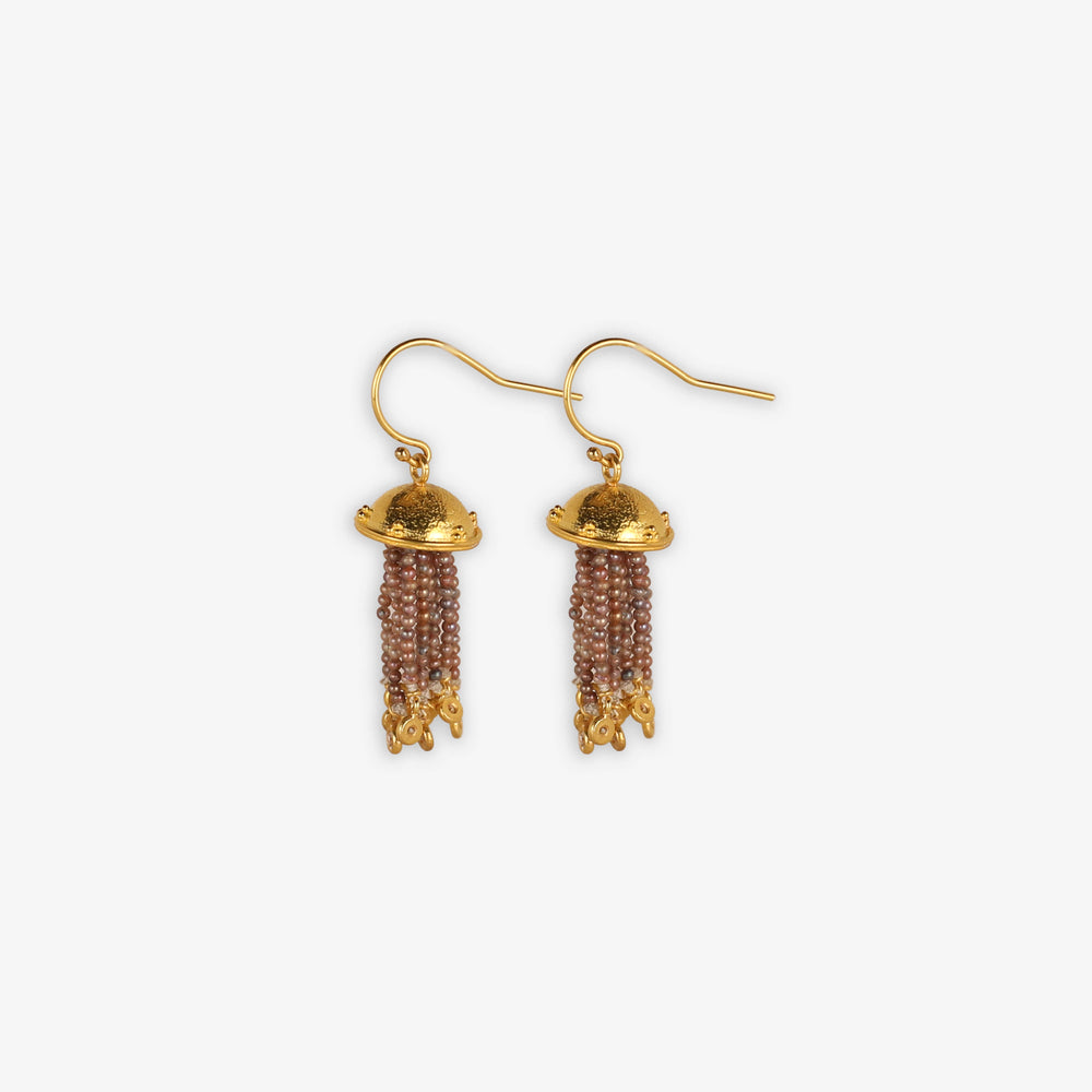 Natural Pearl Jellyfish Earrings in Purple