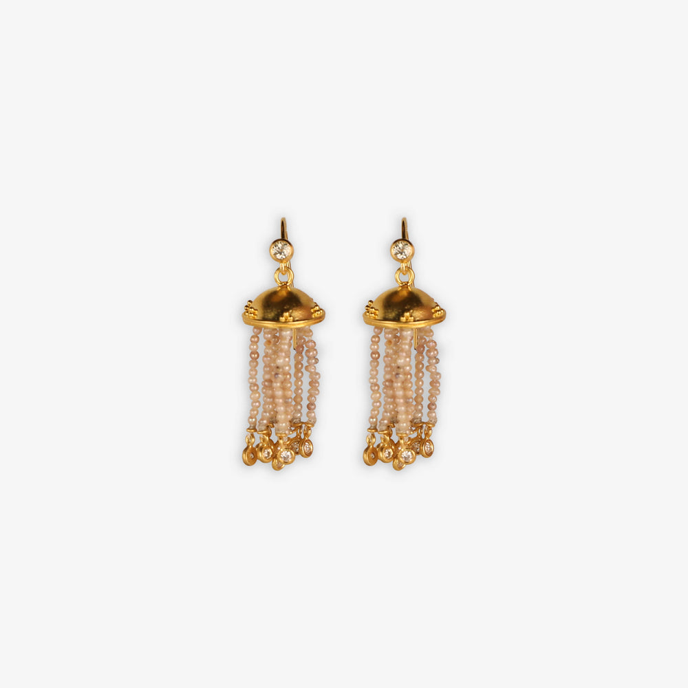 Natural Pearl Jellyfish Earrings in Cream