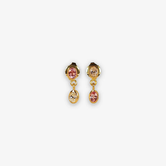 Mismatched Diamond & Padparadscha Earrings