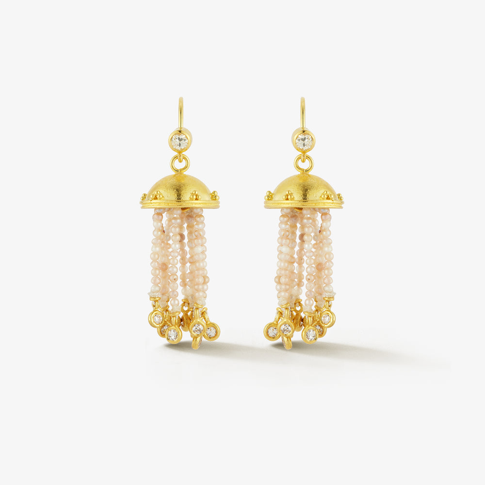 Natural Pearl Jellyfish Earrings in Cream