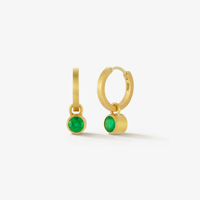 Colombian Emerald Huggie Hoop Drops