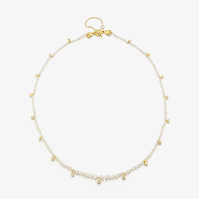 Graduated Natural Basra Pearl Diamond Veil Necklace