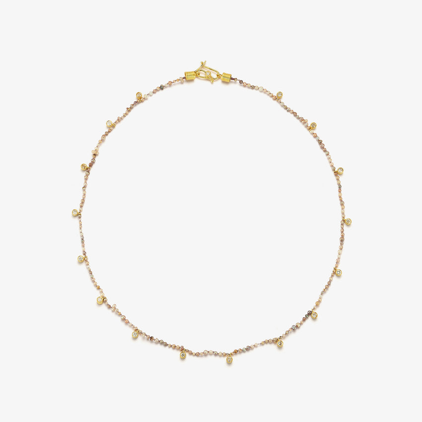 Medium Natural Pearl Champagne Diamond Veil Necklace