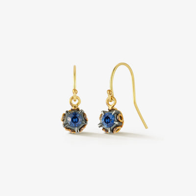 Cut-Down Collet Lace-Back Earrings in Sapphire