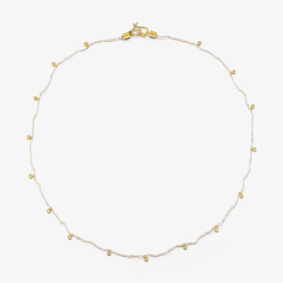 Natural Pearl Diamond Veil Necklace - Cream