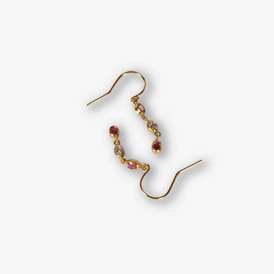 Diamond and Padparadscha Triple-Line Earrings