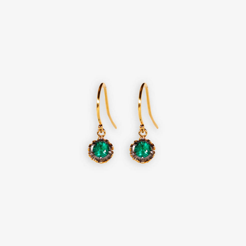 Cut-Down Collet Lace-Back Earrings in Colombian Emerald