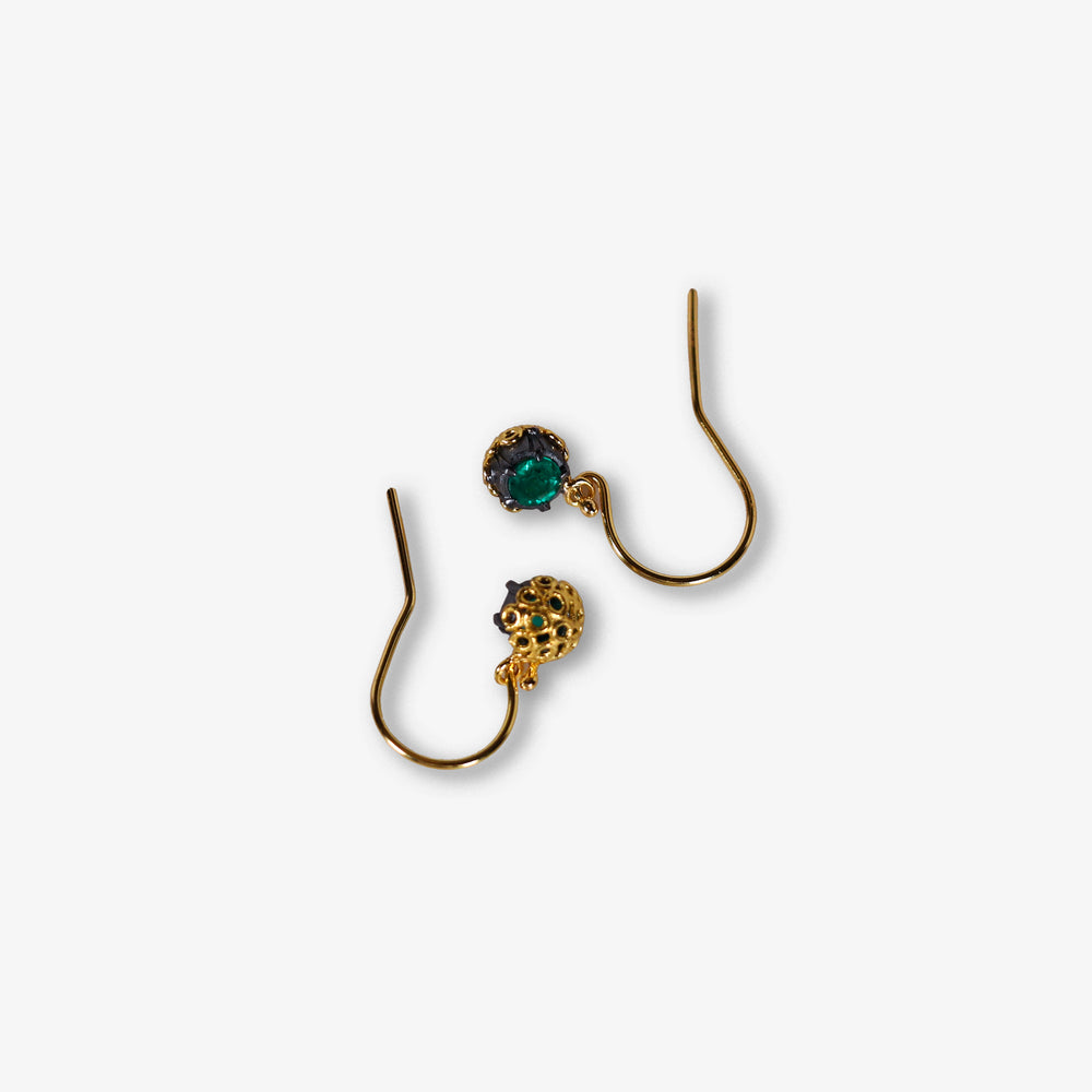 Cut-Down Collet Lace-Back Earrings in Colombian Emerald