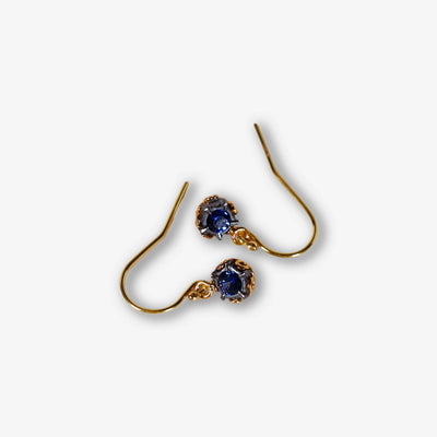 Cut-Down Collet Lace-Back Earrings in Sapphire