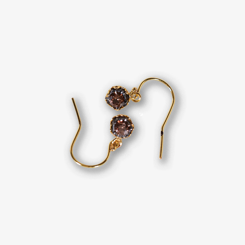 Cut-Down Collet Lace-Back Earrings in Brown Diamond