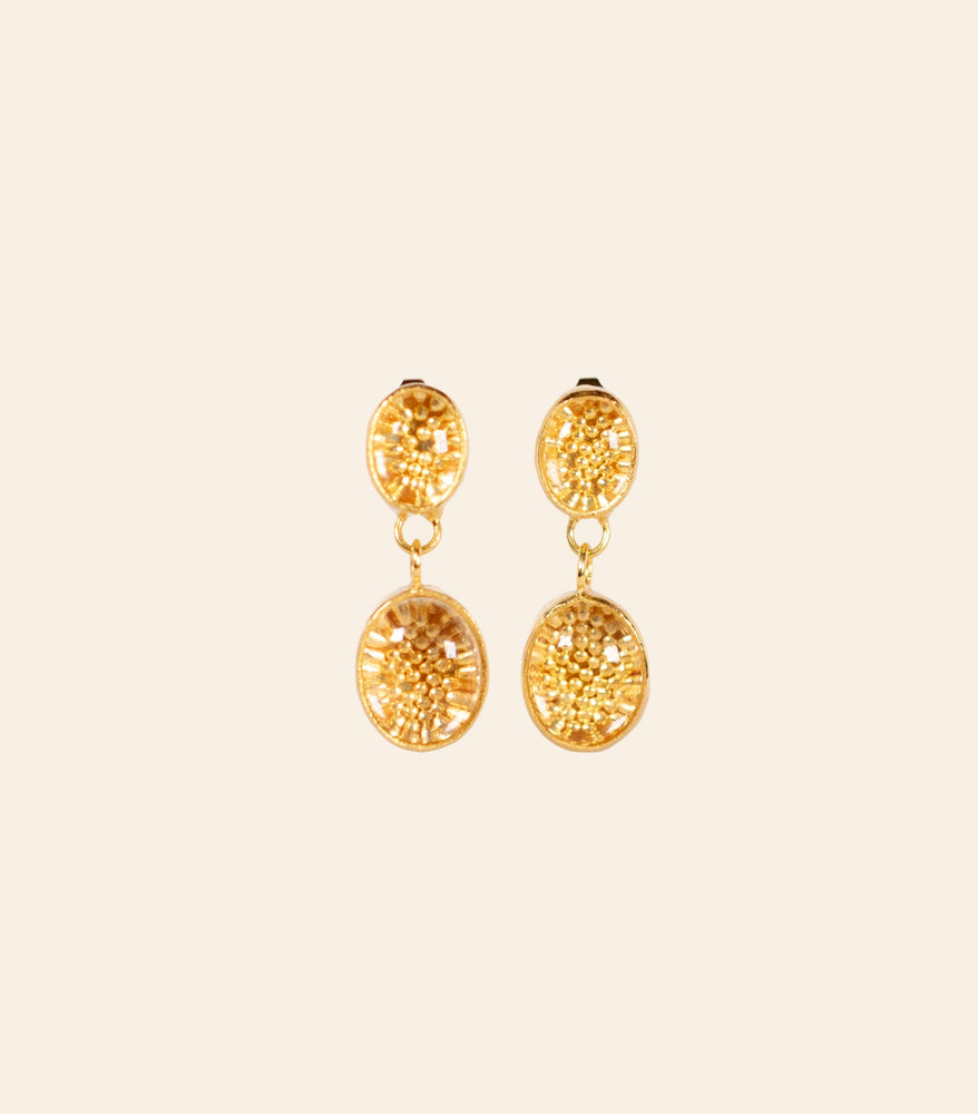 Rock Crystal Granulated Earrings