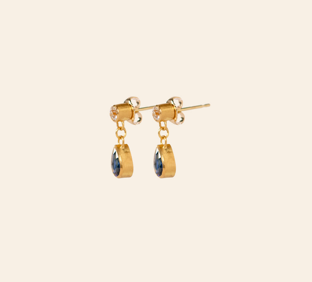 Diamond and Sapphire Pear Earrings