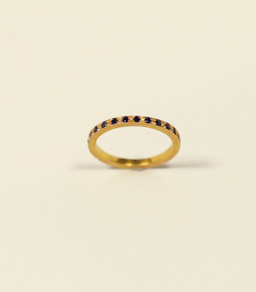 Sapphire Milgrain Pavé Ring