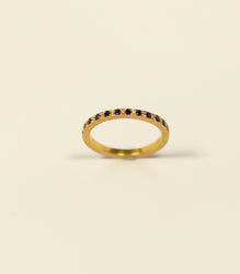 Sapphire Milgrain Pavé Ring