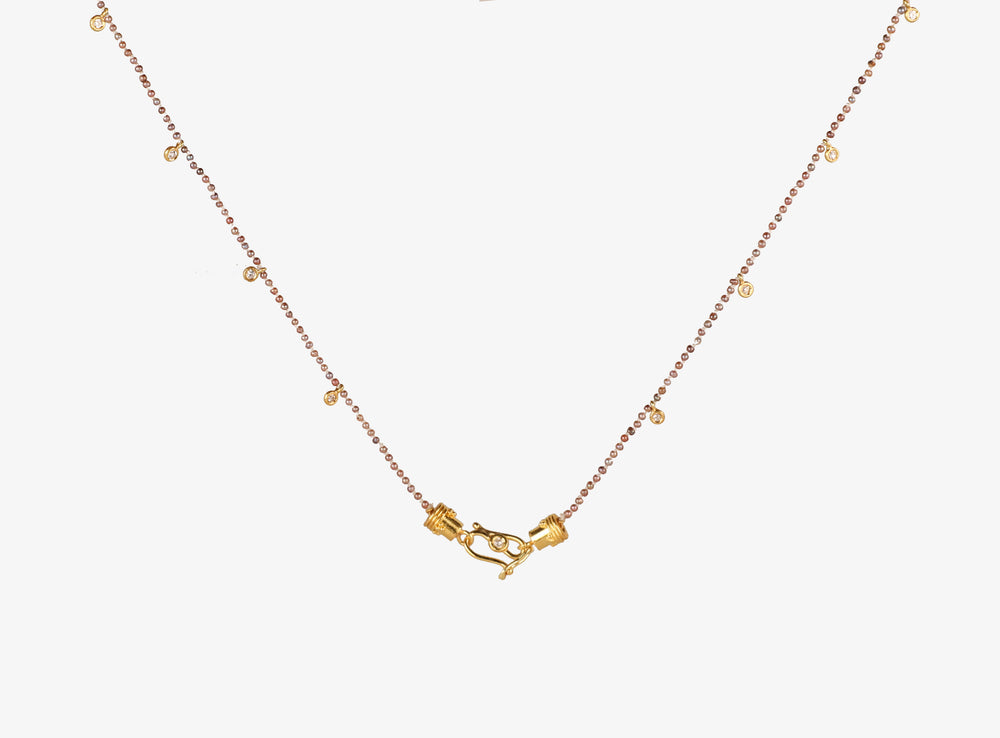 Natural Pearl Diamond Veil Necklace - Purple