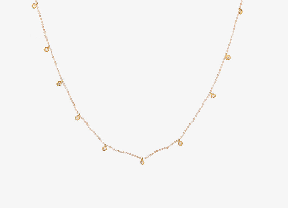 Natural Pearl Diamond Veil Necklace - Cream