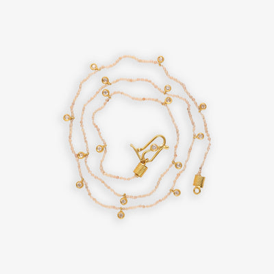 Natural Pearl Diamond Veil Necklace - Cream