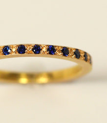 Sapphire Milgrain Pavé Ring