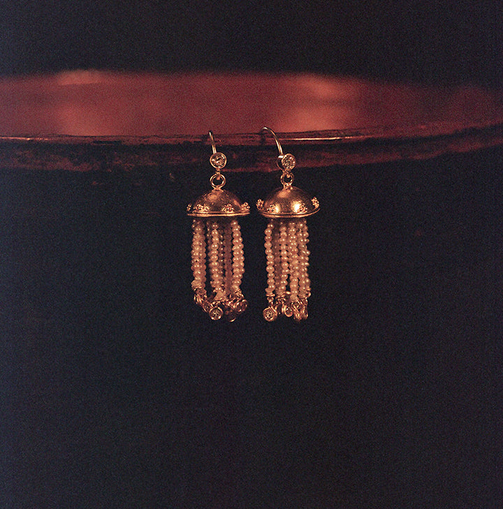 Natural Pearl Jellyfish Earrings in Cream